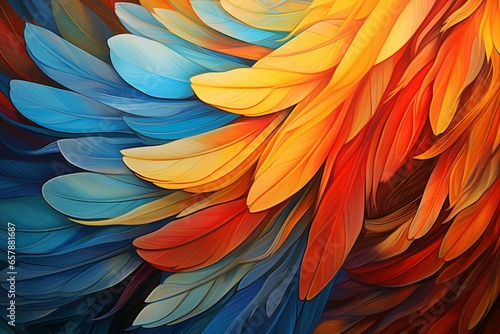 The image features a vibrant bird's wing. Generative AI