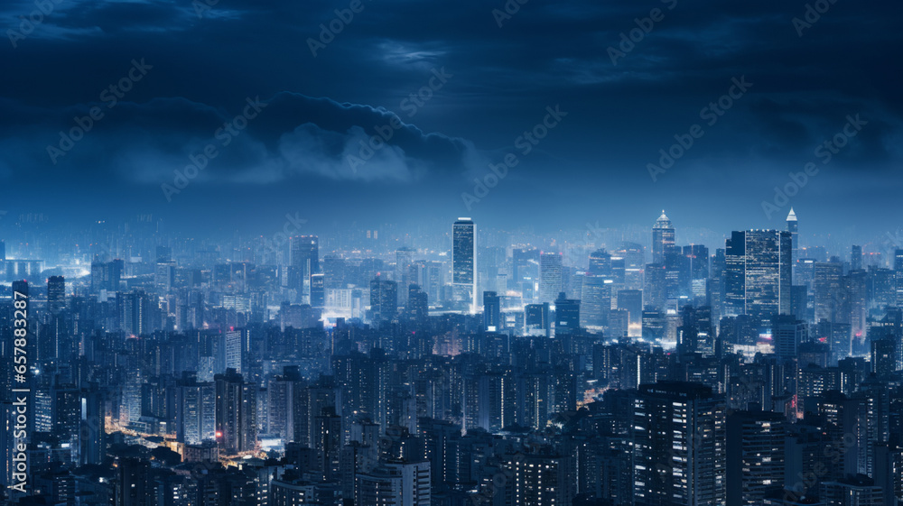 Fototapeta premium Aerial view of cityscape, AI Generative.