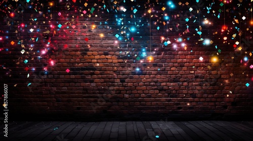 Dark brick wall multi-color...