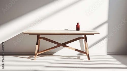 3D Mockup of Light and Shadow on a Table in Organic Expressionism Style with Sunrays and High Contrast photo