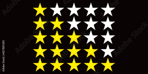 Five stars customer product rating review flat icon for apps and websites Premium quality concept. Yellow Stars. Flat Vector illustration