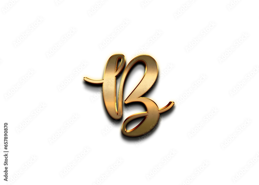 Gold 3D – letter B of the alphabet in capital letters on isolated white ...