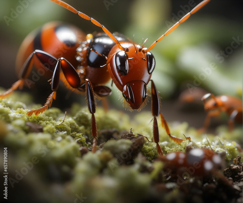 A closeup to red ant on a leaf © Karolina