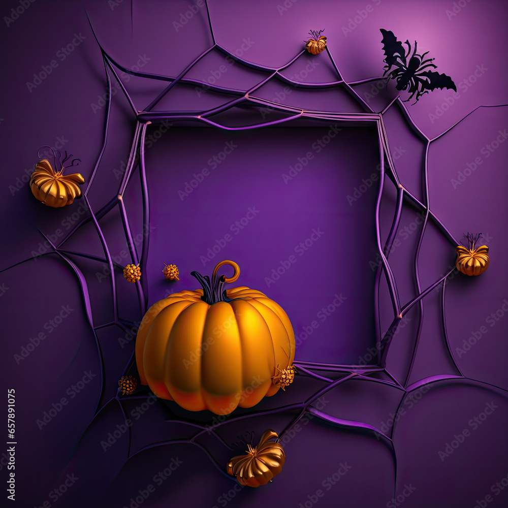 Halloween card design with empty copy space for text orange pumpkin