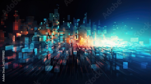 Pixel inspired abstract background with technology particles forming vibrant  interconnected patternsPixel inspired abstract background with technology particles forming vibrant  interconnected patter