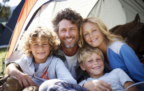 Family relaxing together at...