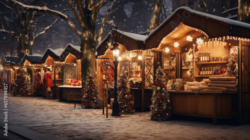 Christmas market. Generative Ai © Vika art