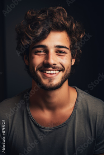 Portrait of young happy man looking in camera