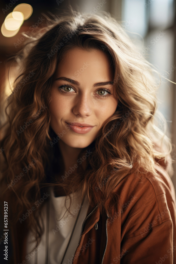Portrait of young happy woman looking in camera Portrait of young happy woman looking in camera