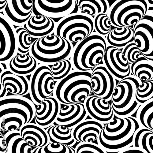 Seamless geometrical contrast background with black and white circles