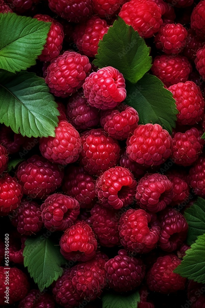 Raspberries freshly harvested from the branch Raspberries freshly harvested from the branch