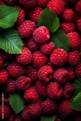 Raspberries freshly harvested from the branch