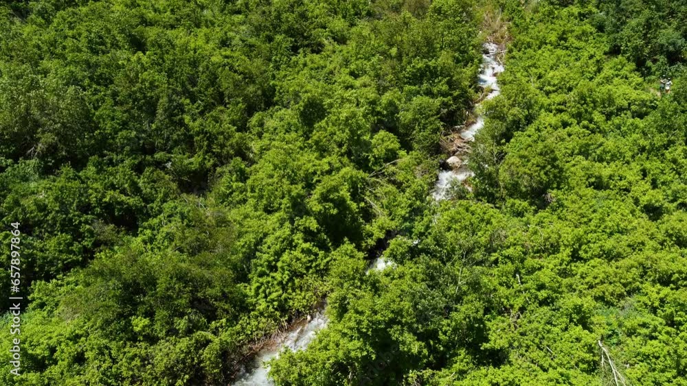 Beautiful Drone Reveal Of Waterfall In Mountains Beautiful Drone Reveal Of Waterfall In Mountains