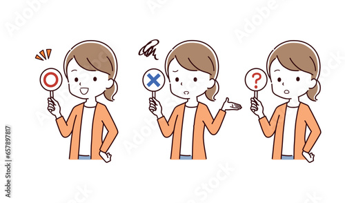 色々なポーズの私服の女性のイラスト