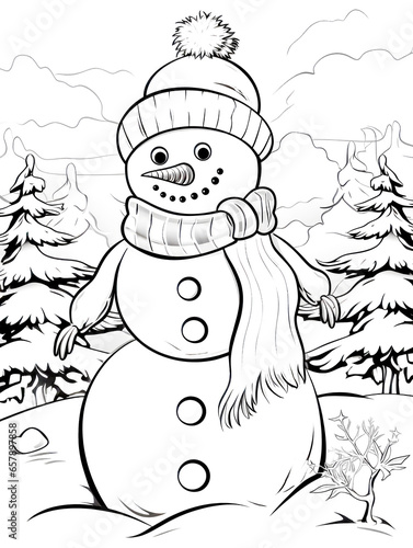 Christmas Colouring page Snowman
