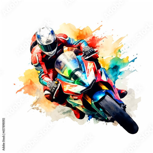 Moto racing watercolor painting ilustration