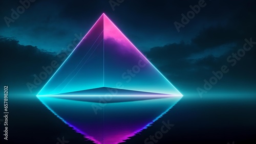 A triangular object floating on water
