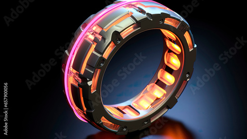 Futuristic ring with neon l...