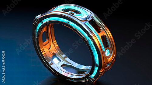 Futuristic ring with neon l...