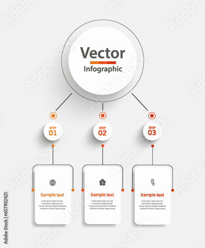 Business vector infographic template with 3 options or steps. Can be used for workflow layout, diagram, annual report, web design