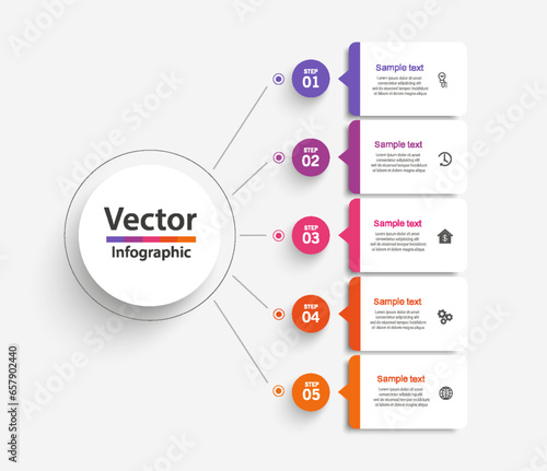 Vector infographic template with 5 options or steps. Can be used for workflow layout, diagram, annual report, web design