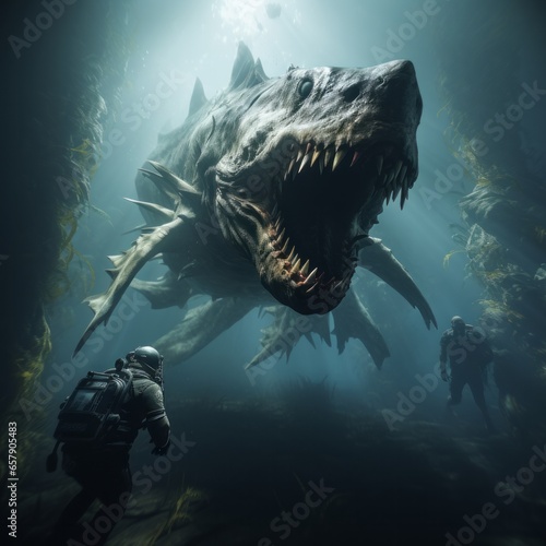 Zombie shark underwater 
