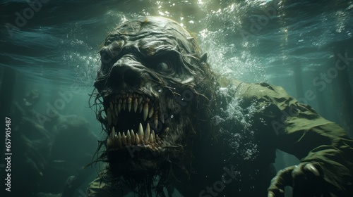 Zombie man underwater 