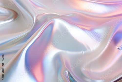 Holographic abstract pastel colors backdrop. Hologram gradient neon color. Foil effect. Rainbow graphic. Psychedelic iridescent creative background, trends 80s or 90s