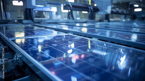 Production of solar panels. AI Generation