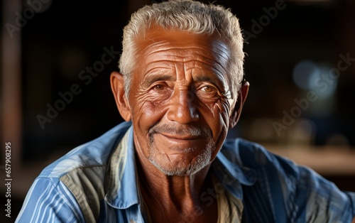 Close-up of an elderly man's smile