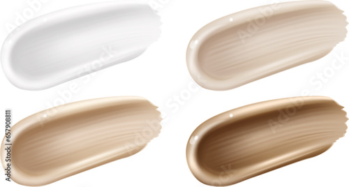 Set of cream swatches isolated on white background. Vector illustration.