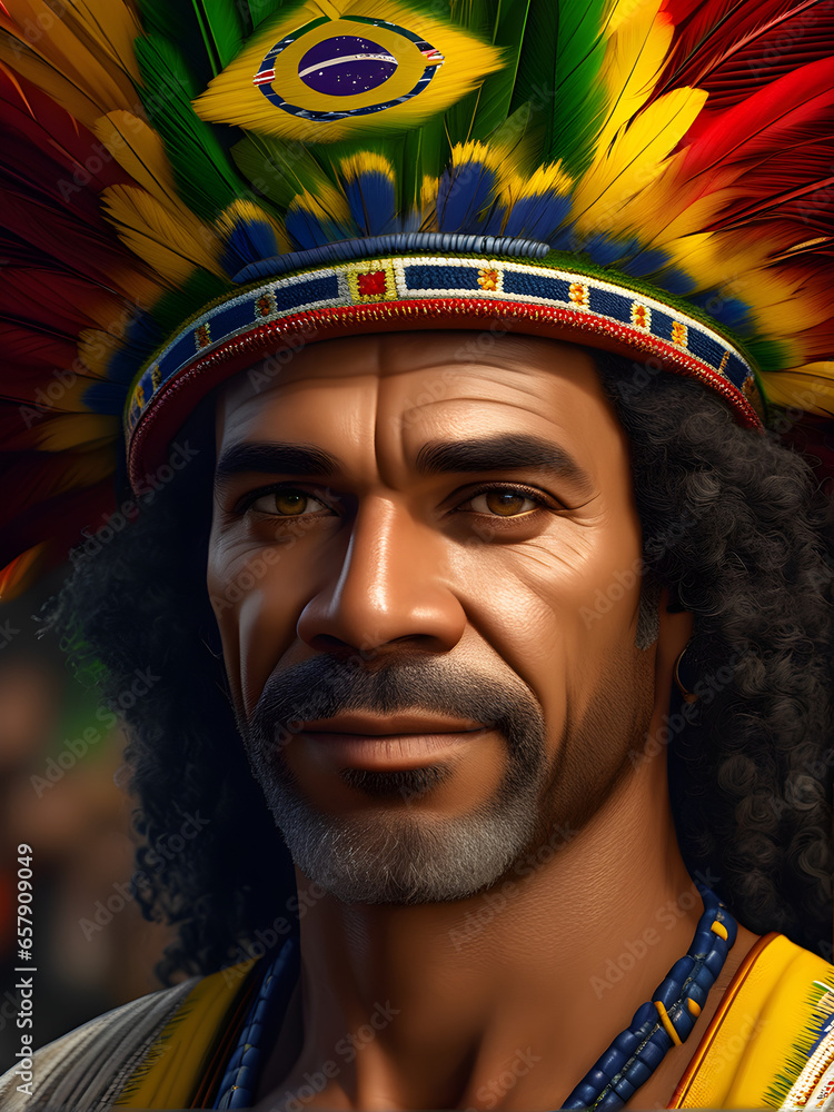 Brazilian Traditions: Captivating Portrait of a Man in National Costume. generative AI Brazilian Traditions: Captivating Portrait of a Man in National Costume. generative AI