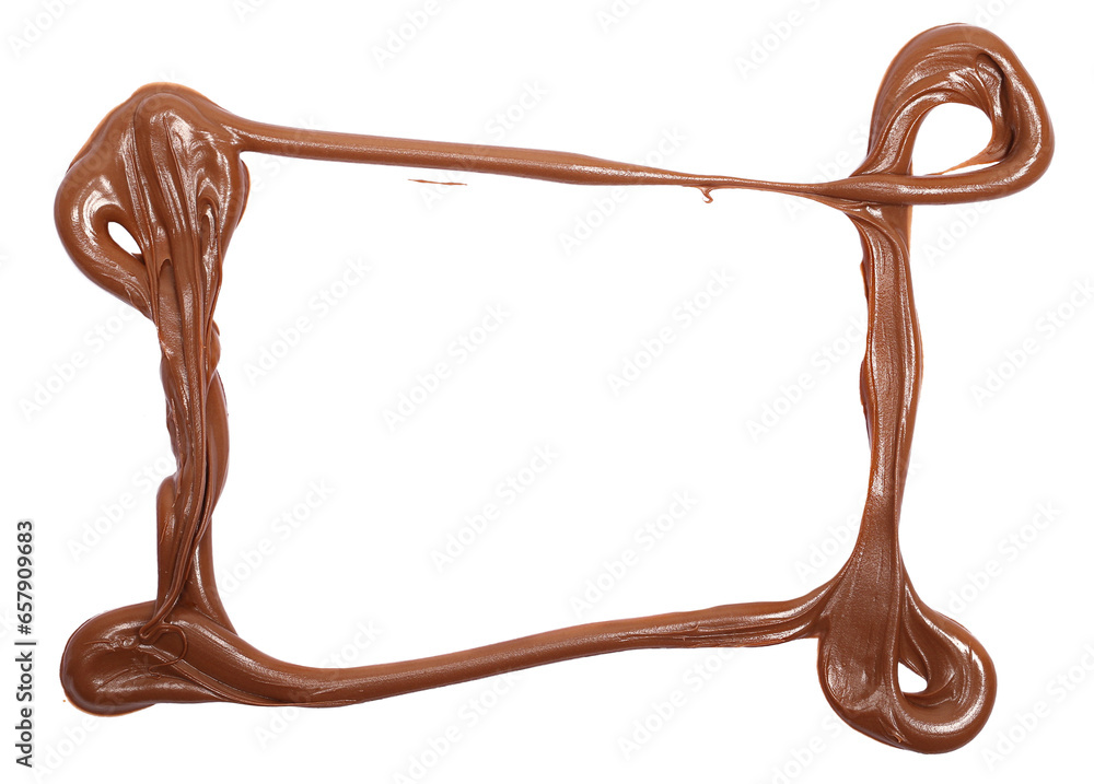 Chocolate cocoa cream frame isolated on white, top view Chocolate cocoa cream frame isolated on white, top view