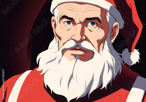 Santa Claus with white beard and red hat