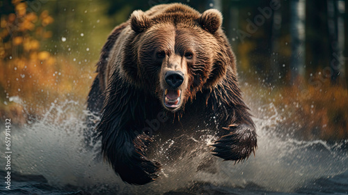 A Grizzly Bear Charging