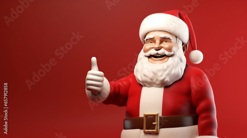 Portrait of a 3d Santa Claus on a red background, Christmas sale,