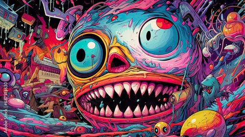 background with trippy colorful art - generagtive ai