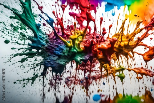 Smudge paint blot splash , isolated on white background, spectrum rainbow 