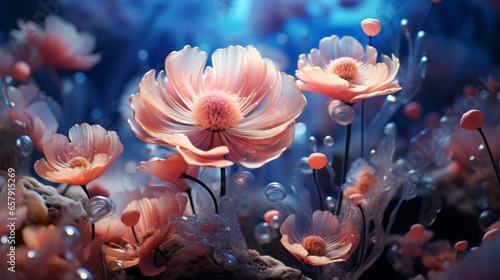 Delicate pink underwater flowers