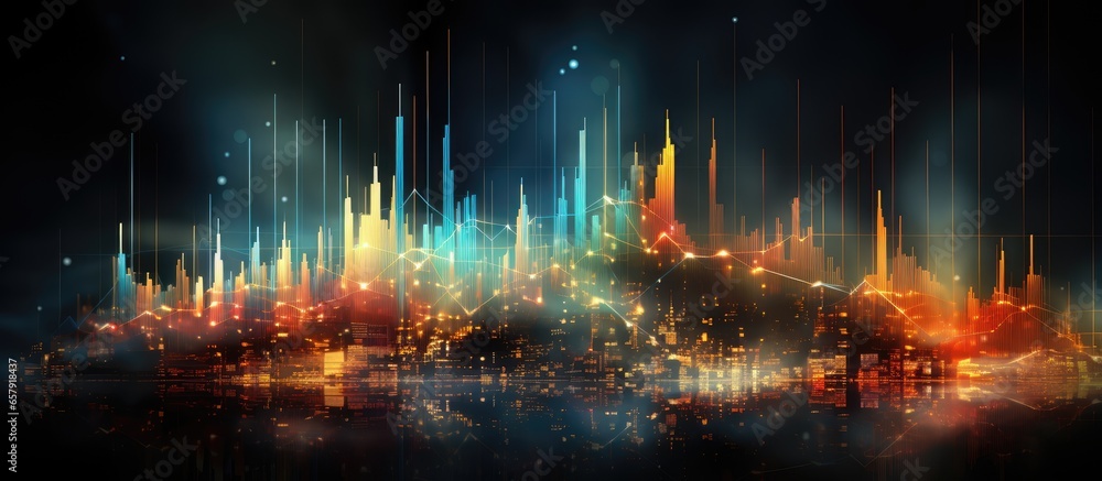 Fototapeta premium Digital illustration of an abstract financial background featuring stock market graph