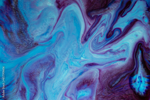 Acrylic texture with marble pattern, blue marbling background 