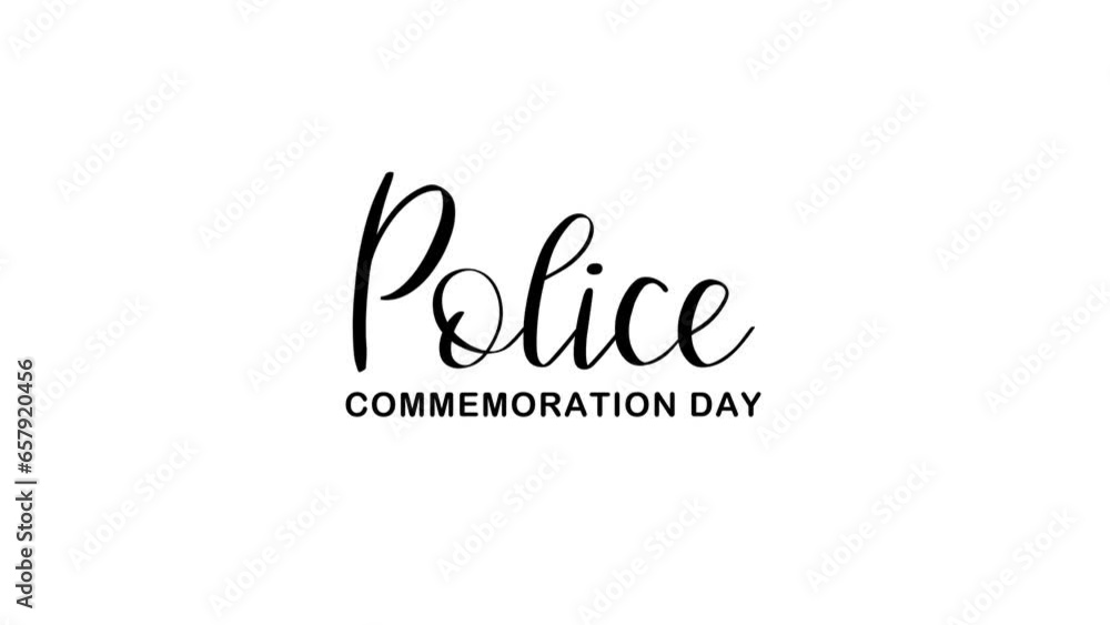 Police Commemoration Day Text Animation. Great for Police Commemoration Day Celebrations, lettering with alpha or transparent background, for banner, social media feed wallpaper stories Police Commemoration Day Text Animation. Great for Police Commemoration Day Celebrations, lettering with alpha or transparent background, for banner, social media feed wallpaper stories