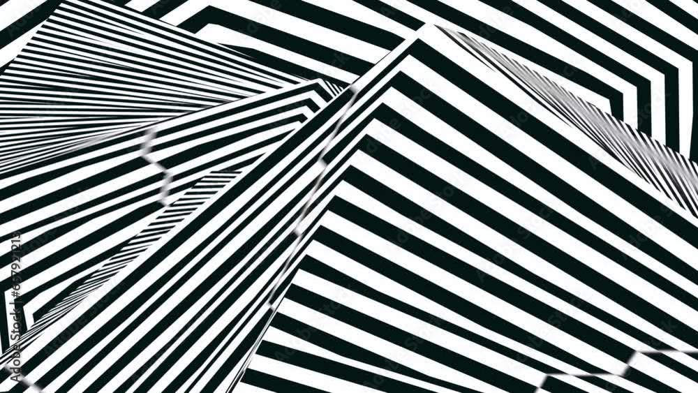 Abstract background with black and white stripes.Seamless loop video.Monochrome pattern. Abstract background with black and white stripes.Seamless loop video.Monochrome pattern.