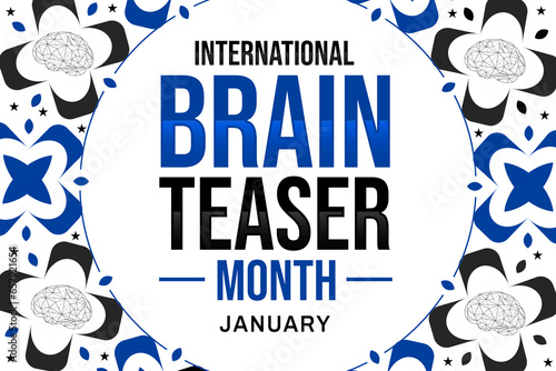 Photography January is International Brain Teaser Month, background design with colorful blu