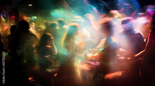 Drunk party with people motion blur view long exposure, concept of Celebration 