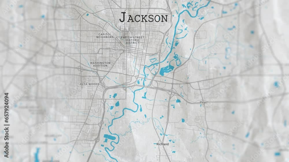 Jackson, USA Paper Travel Map, Slider Shot Jackson, USA Paper Travel Map, Slider Shot