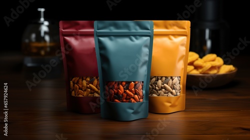 Plastic pouch food packaging mockup