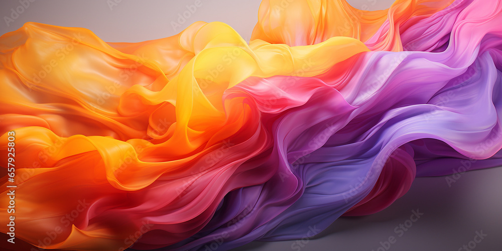 Schöner abstrakter futuristischer Hintergrund in welligen leuchtenden Sommer Farben für Webdesign und Drucksachen als Vorlage Querformat, ai generativ