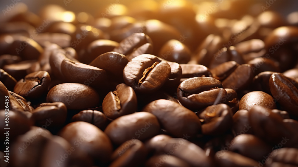A pile of roasted coffee beans on a table A pile of roasted coffee beans on a table
