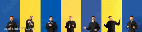 Set of different priests on...